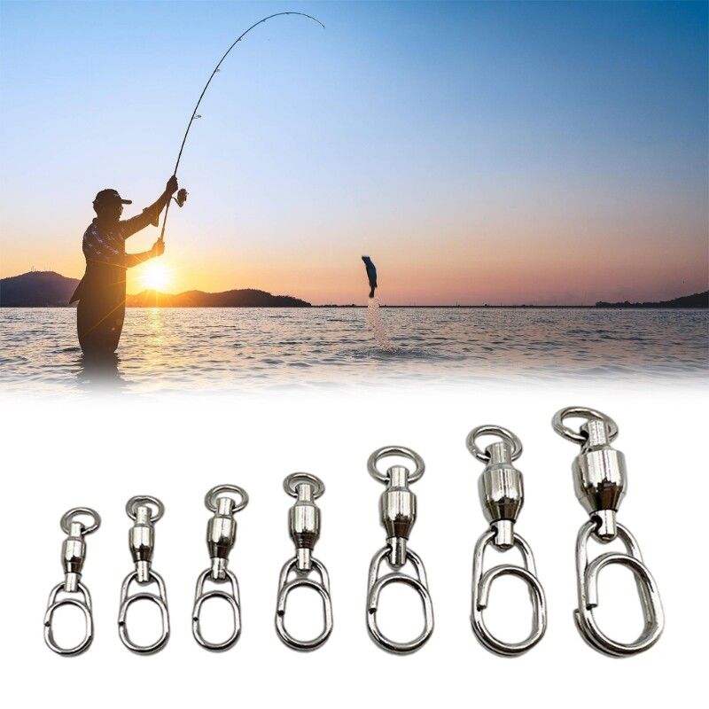 50pcs stainless steel ball bearing fishing swivels heavy duty corrosion resistant saltwater freshwater tackle