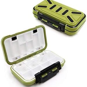 Waterproof fishing tackle box with multiple compartments for lures, hooks, and gear