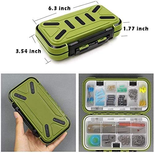 Waterproof fishing tackle box with multiple compartments for lures, hooks, and gear