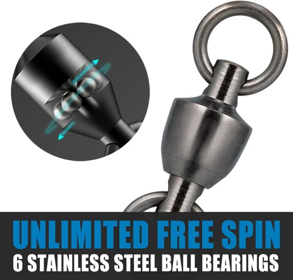50pcs stainless steel ball bearing fishing swivels heavy duty corrosion resistant saltwater freshwater tackle