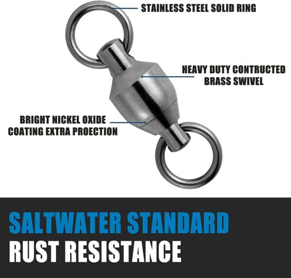 50pcs stainless steel ball bearing fishing swivels heavy duty corrosion resistant saltwater freshwater tackle
