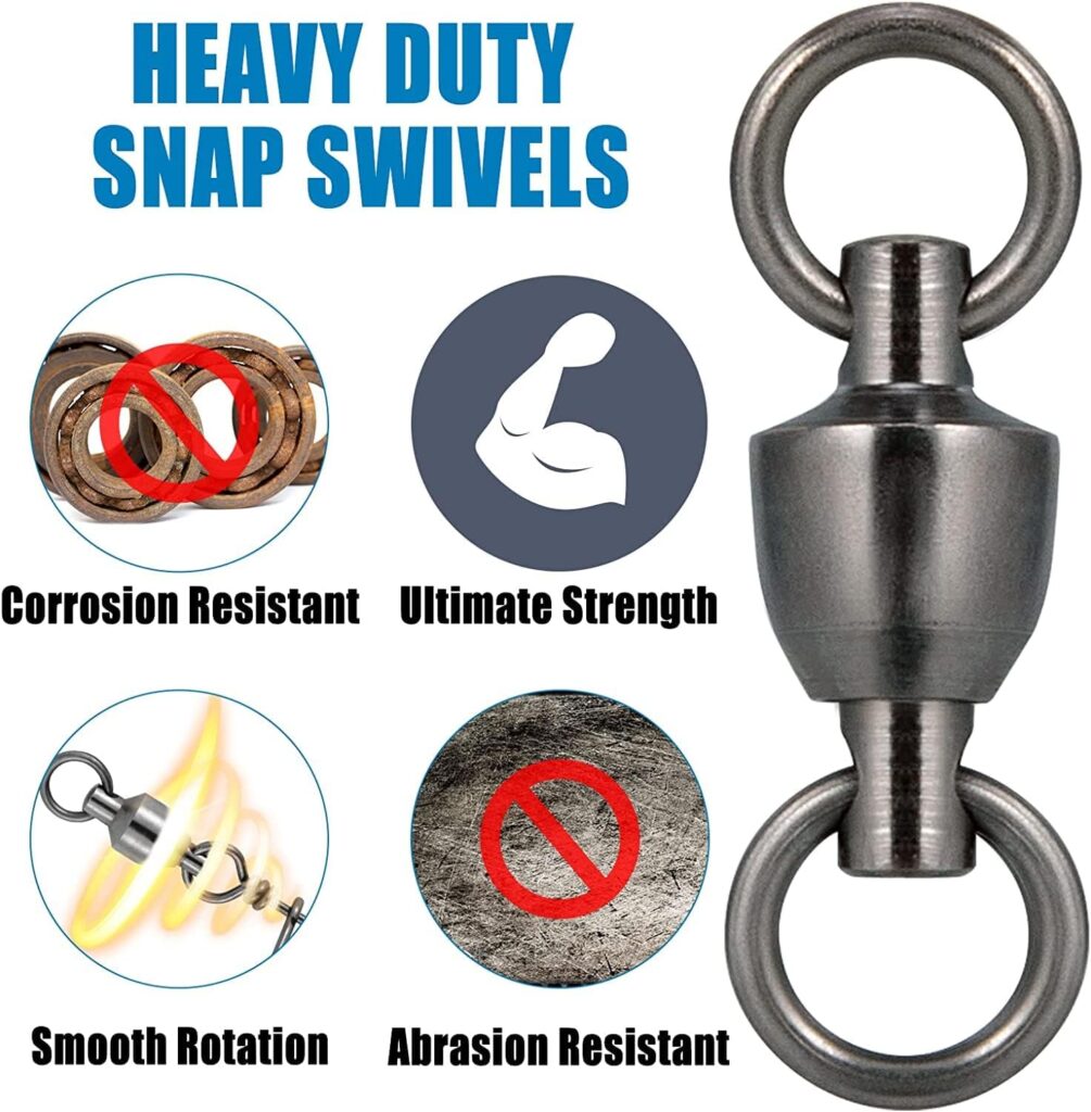 50pcs stainless steel ball bearing fishing swivels heavy duty corrosion resistant saltwater freshwater tackle